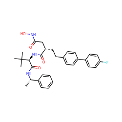 C[C@H](NC(=O)[C@H](NC(=O)[C@@H](CCc1ccc(-c2ccc(F)cc2)cc1)CC(=O)NO)C(C)(C)C)c1ccccc1 ZINC000213423094