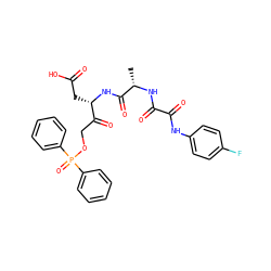 C[C@H](NC(=O)C(=O)Nc1ccc(F)cc1)C(=O)N[C@@H](CC(=O)O)C(=O)COP(=O)(c1ccccc1)c1ccccc1 ZINC001772588814