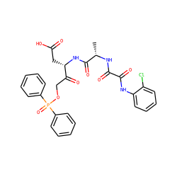 C[C@H](NC(=O)C(=O)Nc1ccccc1Cl)C(=O)N[C@@H](CC(=O)O)C(=O)COP(=O)(c1ccccc1)c1ccccc1 ZINC000038141800