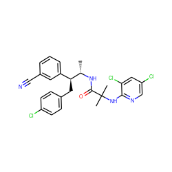 C[C@H](NC(=O)C(C)(C)Nc1ncc(Cl)cc1Cl)[C@@H](Cc1ccc(Cl)cc1)c1cccc(C#N)c1 ZINC000045256060