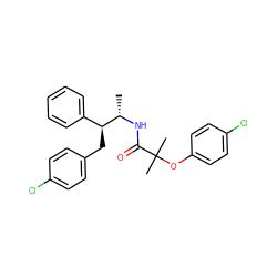 C[C@H](NC(=O)C(C)(C)Oc1ccc(Cl)cc1)[C@@H](Cc1ccc(Cl)cc1)c1ccccc1 ZINC000033999551