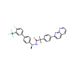 C[C@H](NC(=O)C(C)(C)c1ccc(-c2ccc3cccnc3n2)cc1)c1ccc(-c2ccc(F)c(C(F)(F)F)c2)cc1 ZINC000095573644