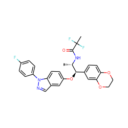 C[C@H](NC(=O)C(C)(F)F)[C@H](Oc1ccc2c(cnn2-c2ccc(F)cc2)c1)c1ccc2c(c1)OCCO2 ZINC000114677461