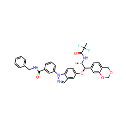 C[C@H](NC(=O)C(C)(F)F)[C@H](Oc1ccc2c(cnn2-c2cccc(C(=O)NCc3ccccc3)c2)c1)c1ccc2c(c1)OCOC2 ZINC000137899857