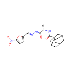 C[C@H](NC(=O)C12CC3CC(CC(C3)C1)C2)C(=O)NN=Cc1ccc([N+](=O)[O-])o1 ZINC000254011951