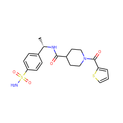 C[C@H](NC(=O)C1CCN(C(=O)c2cccs2)CC1)c1ccc(S(N)(=O)=O)cc1 ZINC000008193762