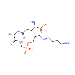 C[C@H](NC(=O)CC[C@H](N)C(=O)O)C(=O)NC[P@](=O)(O)OCCCNCCCCN ZINC000013536416