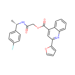 C[C@H](NC(=O)COC(=O)c1cc(-c2ccco2)nc2ccccc12)c1ccc(F)cc1 ZINC000004871088