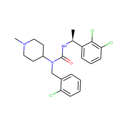 C[C@H](NC(=O)N(Cc1ccccc1Cl)C1CCN(C)CC1)c1cccc(Cl)c1Cl ZINC000143601078