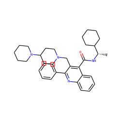 C[C@H](NC(=O)c1c(CN2CCC(N3CCCCC3)CC2)c(-c2ccccc2)nc2ccccc12)C1CCCCC1 ZINC000029411747