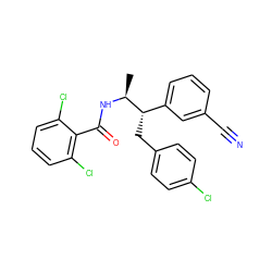 C[C@H](NC(=O)c1c(Cl)cccc1Cl)[C@@H](Cc1ccc(Cl)cc1)c1cccc(C#N)c1 ZINC000028705121