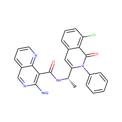 C[C@H](NC(=O)c1c(N)ncc2cccnc12)c1cc2cccc(Cl)c2c(=O)n1-c1ccccc1 ZINC000219856969