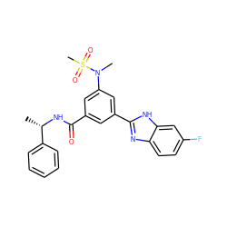 C[C@H](NC(=O)c1cc(-c2nc3ccc(F)cc3[nH]2)cc(N(C)S(C)(=O)=O)c1)c1ccccc1 ZINC000073162244