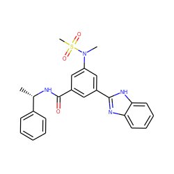 C[C@H](NC(=O)c1cc(-c2nc3ccccc3[nH]2)cc(N(C)S(C)(=O)=O)c1)c1ccccc1 ZINC000073160957