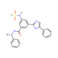 C[C@H](NC(=O)c1cc(-c2ncc(-c3ccccc3)[nH]2)cc(N(C)S(C)(=O)=O)c1)c1ccccc1 ZINC000073162249