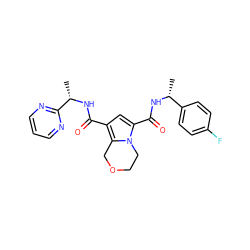 C[C@H](NC(=O)c1cc(C(=O)N[C@H](C)c2ccc(F)cc2)n2c1COCC2)c1ncccn1 ZINC000146137289