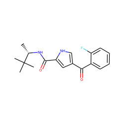 C[C@H](NC(=O)c1cc(C(=O)c2ccccc2F)c[nH]1)C(C)(C)C ZINC000053226601