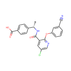 C[C@H](NC(=O)c1cc(Cl)cnc1Oc1cccc(C#N)c1)c1ccc(C(=O)O)cc1 ZINC000035943598