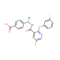 C[C@H](NC(=O)c1cc(Cl)cnc1Oc1cccc(F)c1)c1ccc(C(=O)O)cc1 ZINC000035851422