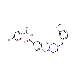 C[C@H](NC(=O)c1ccc(CN2CCN(Cc3ccc4c(c3)OCO4)C[C@H]2C)cc1)c1ccc(Br)cc1 ZINC000043079725