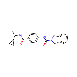 C[C@H](NC(=O)c1ccc(NC(=O)N2Cc3ccccc3C2)cc1)C1CC1 ZINC000166822645