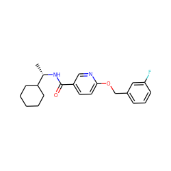 C[C@H](NC(=O)c1ccc(OCc2cccc(F)c2)nc1)C1CCCCC1 ZINC000095579363