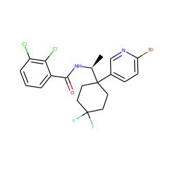 C[C@H](NC(=O)c1cccc(Cl)c1Cl)C1(c2ccc(Br)nc2)CCC(F)(F)CC1 ZINC000217382785