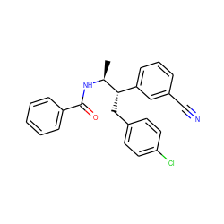 C[C@H](NC(=O)c1ccccc1)[C@@H](Cc1ccc(Cl)cc1)c1cccc(C#N)c1 ZINC000028705091