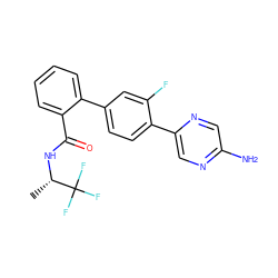 C[C@H](NC(=O)c1ccccc1-c1ccc(-c2cnc(N)cn2)c(F)c1)C(F)(F)F ZINC000224800100