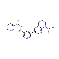 C[C@H](NC(=O)c1cncc(-c2cnc3c(c2)CCCN3C(N)=O)c1)c1ccccn1 ZINC001772599096