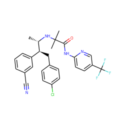 C[C@H](NC(C)(C)C(=O)Nc1ccc(C(F)(F)F)cn1)[C@@H](Cc1ccc(Cl)cc1)c1cccc(C#N)c1 ZINC000045260982