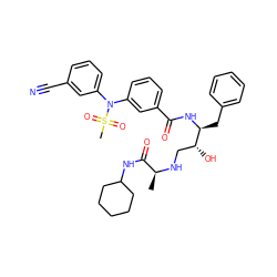 C[C@H](NC[C@@H](O)[C@H](Cc1ccccc1)NC(=O)c1cccc(N(c2cccc(C#N)c2)S(C)(=O)=O)c1)C(=O)NC1CCCCC1 ZINC000058638886