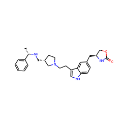 C[C@H](NC[C@@H]1CCN(CCc2c[nH]c3ccc(C[C@H]4COC(=O)N4)cc23)C1)c1ccccc1 ZINC000027761013