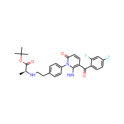 C[C@H](NCCc1ccc(-n2c(N)c(C(=O)c3ccc(F)cc3F)ccc2=O)cc1)C(=O)OC(C)(C)C ZINC000139358873