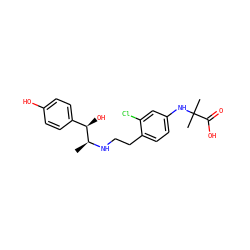 C[C@H](NCCc1ccc(NC(C)(C)C(=O)O)cc1Cl)[C@H](O)c1ccc(O)cc1 ZINC000013862644