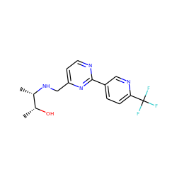 C[C@H](NCc1ccnc(-c2ccc(C(F)(F)F)nc2)n1)[C@@H](C)O ZINC000204407987