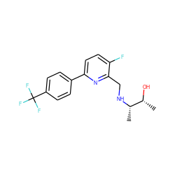 C[C@H](NCc1nc(-c2ccc(C(F)(F)F)cc2)ccc1F)[C@@H](C)O ZINC000204420587