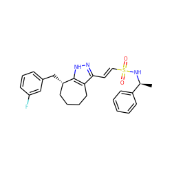 C[C@H](NS(=O)(=O)/C=C/c1n[nH]c2c1CCCC[C@@H]2Cc1cccc(F)c1)c1ccccc1 ZINC000113258129