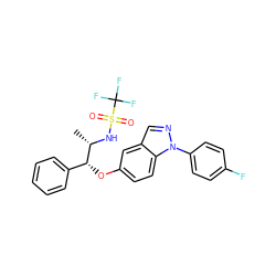 C[C@H](NS(=O)(=O)C(F)(F)F)[C@H](Oc1ccc2c(cnn2-c2ccc(F)cc2)c1)c1ccccc1 ZINC000113776426