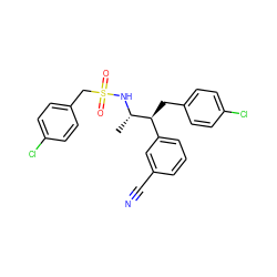 C[C@H](NS(=O)(=O)Cc1ccc(Cl)cc1)[C@@H](Cc1ccc(Cl)cc1)c1cccc(C#N)c1 ZINC000028705040