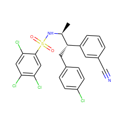 C[C@H](NS(=O)(=O)c1cc(Cl)c(Cl)cc1Cl)[C@@H](Cc1ccc(Cl)cc1)c1cccc(C#N)c1 ZINC000028704982