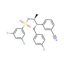 C[C@H](NS(=O)(=O)c1cc(Cl)cc(Cl)c1)[C@@H](Cc1ccc(Cl)cc1)c1cccc(C#N)c1 ZINC000028704976