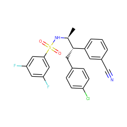 C[C@H](NS(=O)(=O)c1cc(F)cc(F)c1)[C@@H](Cc1ccc(Cl)cc1)c1cccc(C#N)c1 ZINC000028704991