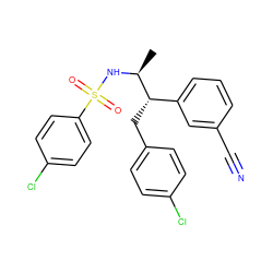 C[C@H](NS(=O)(=O)c1ccc(Cl)cc1)[C@@H](Cc1ccc(Cl)cc1)c1cccc(C#N)c1 ZINC000028704949