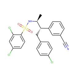 C[C@H](NS(=O)(=O)c1ccc(Cl)cc1Cl)[C@@H](Cc1ccc(Cl)cc1)c1cccc(C#N)c1 ZINC000028704968