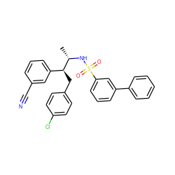 C[C@H](NS(=O)(=O)c1cccc(-c2ccccc2)c1)[C@@H](Cc1ccc(Cl)cc1)c1cccc(C#N)c1 ZINC000028704996