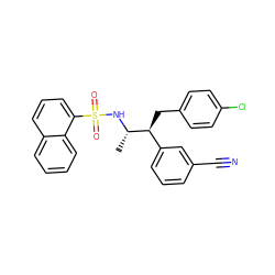 C[C@H](NS(=O)(=O)c1cccc2ccccc12)[C@@H](Cc1ccc(Cl)cc1)c1cccc(C#N)c1 ZINC000028705001