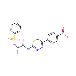 C[C@H](NS(=O)(=O)c1ccccc1)C(=O)NC1=NN=C(c2ccc([N+](=O)[O-])cc2)CS1 ZINC000013864134