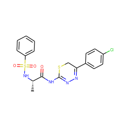 C[C@H](NS(=O)(=O)c1ccccc1)C(=O)NC1=NN=C(c2ccc(Cl)cc2)CS1 ZINC000013864132