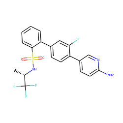 C[C@H](NS(=O)(=O)c1ccccc1-c1ccc(-c2ccc(N)nc2)c(F)c1)C(F)(F)F ZINC000224748171